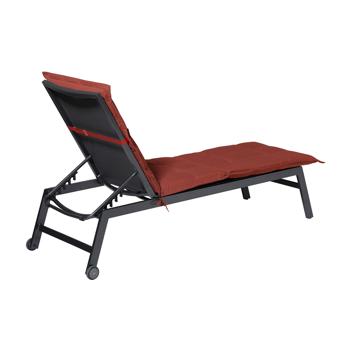 Preview: Liegen-Auflage - Weiche, komfortable Polsterung, terra, 200x65 cm - UV-Schutz, recycelt, Bindebänder - Für Garten, Balkon, Liegestuhl