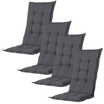 4er Komfortable Hochlehner-Auflage: weiches Gartenstuhlkissen, grau, 123x50cm, UV-Schutz–Gemütliches Sitzen & langlebige Qualität für Ihre Gartenmöbel