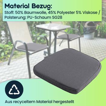 Preview: 2er Set Bequemes Outdoor-Stuhlkissen (48x48cm, Grau): Komfortables Sitzkissen für Garten- & Essstühle, Made in Europe – für maximalen Sitzkomfort