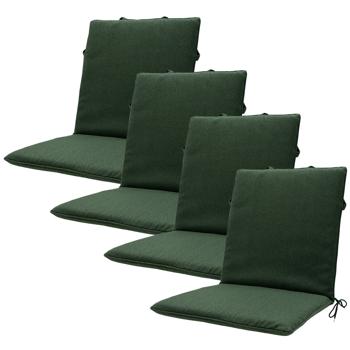 4er Elegante Gartenstuhl-Auflage - grün, 97x49 cm – UV Schutz,  für Niederlehner, optimale Polsterung & angenehmer Sitzkomfort