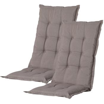 Hochlehner-Auflage 2er-Set - Weiches komfortables Gartenstuhlkissen taupe - UV-Schutz- Bindebänder- 123x50cm- Recyceltes Material