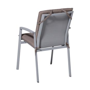 Preview: Niederlehner-Auflage 2er-Set - Weiche & komfortable Gartenstuhlkissen - Taupe, 97x49 cm - 70% recycelt, UV-Schutz, mit Bindebändern