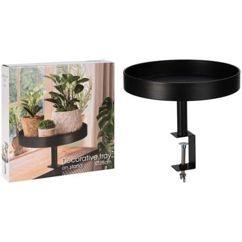 Preview: Beistelltisch zum Anklemmen - Rund, Schwarz, Ø 28x26 cm - Praktischer Balkon & Tisch Beistelltisch bis 6,5 cm Plattendicke - Robustes Metall, wetterbeständig