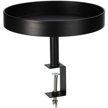 Beistelltisch zum Anklemmen - Rund, Schwarz, Ø 28x26 cm - Praktischer Balkon & Tisch Beistelltisch bis 6,5 cm Plattendicke - Robustes Metall, wetterbeständig