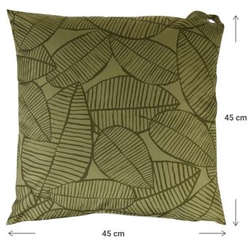Preview: Outdoor Kissen mit Blattmuster - wetterfestes Gartenkissen Polyester grün/schwarz 45x45 cm - inkl. Füllung - robust, abwischbar & maschinenwaschbar