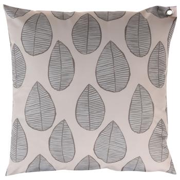 Outdoor Kissen mit graphischem Blattmuster - Wetterbeständiges Polyester für Garten & Terrasse - 45x45 cm, wasserabweisend, robust, beige/schwarz