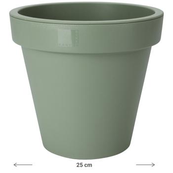 Preview: 6er-Set Blumentopf rund grün - 100% recycelbarer Kunststoff - Ø 25 cm - Ideal für Innen & Aussen - Stapelbar - Langlebig & robust