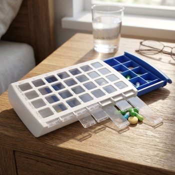 Übersichtliche Pillenbox mit 28 Fächern, 7 Tage mit je 4 Fächern: Tablettenbox und Medikamenten-Planer für eine verlässliche Einnahme