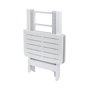 Preview: Klappbarer Kunststoff-Beistelltisch - Vielseitiger Gartentisch 45x43x50 cm - Weiss, wetterfest, robust, platzsparend & leicht zu reinigen