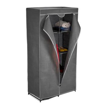 Stoffkleiderschrank Grau – Mobiler Faltschrank mit 6 Ablagefächern & Kleiderstange – 170x90x45cm – Ideal für Schlafzimmer, Camping – Robust & Platzsparend