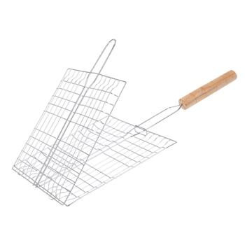 Grillgitter aus verchromtem Edelstahl für Hamburger & Fisch - Ideal für 4 Patties, Gemüse - Sicher Wenden & Antihaft - Langlebig, 21.5x23.1x1cm, Silber