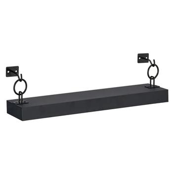 Preview: Schweberegale 2er-Set Industrial - Wandregale aus Holz & Eisen für Wohnzimmer Bad Küche - Schwarz 13x48x12cm - Max. 6kg Traglast - Einfache Montage