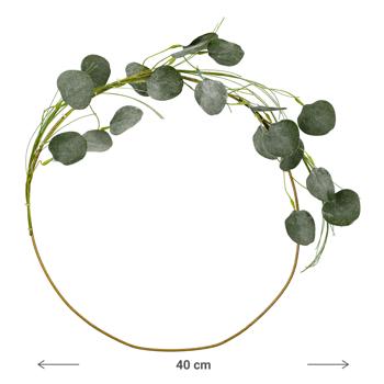 Preview: Eukalyptusring Grün Ø 40cm - Künstlicher Eukalyptuskranz - Edel-filigran & langlebig - Perfekte Deko für Tür & Fenster - Wertet Zuhause wunderschön auf