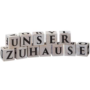 Preview: Buchstabenwürfel Holz 16er-Set - Kreative Dekoideen für Zuhause & Büro - 4x4 cm Würfel natur/schwarz - Ideal als Geschenk zu Hochzeit, Babyparty, Geburtstag