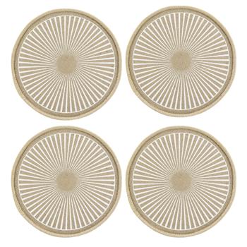 4er-Set runde Jute Tischsets - Boho-Stil - Braun/Beige mit Muster - Ø 38 cm - Schutz vor Kratzern/Flecken - Robust & langlebig für Ess-/Couchtische