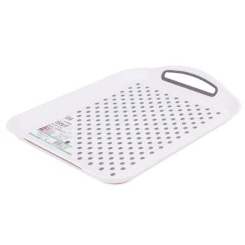 Rutschfestes Tablett mit Henkel, weiss-grau, 40,5 x 28,5cm