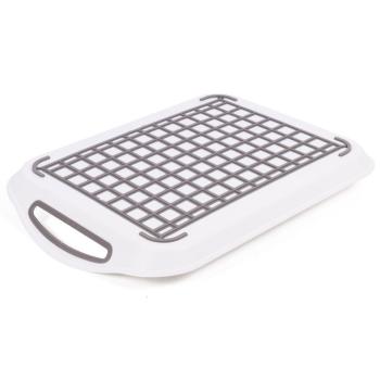 Preview: Rutschfestes Tablett mit Henkel, weiss-grau, 40,5 x 28,5cm