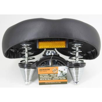 Preview: Velosattel - Doppel-Federung & Reflektor - Maximaler Sitzkomfort, Rückenentlastung, universell montierbar, 26x25cm schwarz - Wetterbeständig