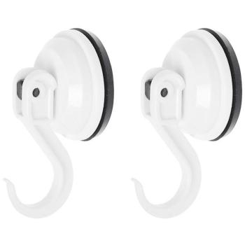 Haken-Saugnapf 2er-Set - Handtuchhalter für Dusche, Bad, Küche & Camping - Kein Bohren nötig - Tragkraft 2 kg - Ø 3,5 cm - Weiss - Kunststoff