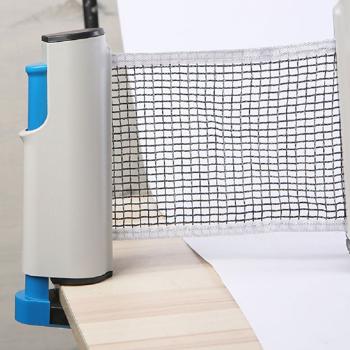 Preview: Tischtennisnetz ausziehbar - Netz zur Tischfixierung - bis zu 180 cm - Cliptechnik - stabil, leicht, blau/grau Kunststoff - für Büro, Zuhause, Park