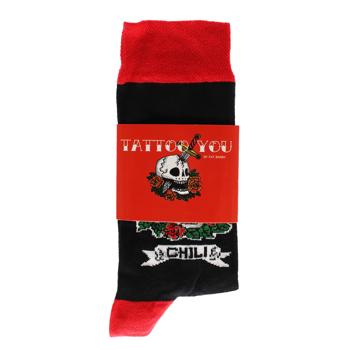 Preview: Freizeitsocken Tattoo - Auffälliges Totenkopf-Design, Grösse 36-40 - Optimaler Tragekomfort, 80% Baumwolle, in Europa hergestellt