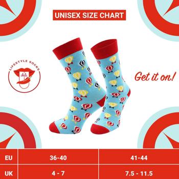 Preview: Freizeitsocken Happy-Birthday 1 Paar - Auffälliges Ballon-Design, lustiges Geschenk - Grösse 36-40, Baumwolle/Elasthan, weich, atmungsaktiv, langlebig