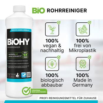Preview: 2er-Set Abflussreiniger für Küche/Bad - Löst Rohrverstopfungen, neutralisiert Gerüche - 100% vegan, nachhaltig, 2x 1 Liter - Made in Germany