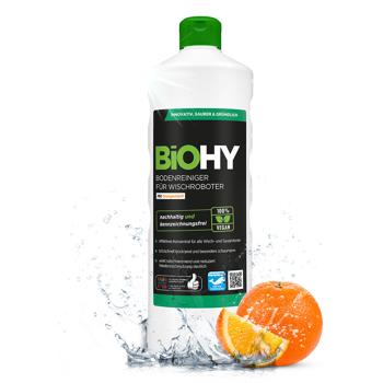 Preview: 2er Spar Set Effektives Bodenreiniger Konzentrat für Wischroboter, Orangenduft, vegan, 1 L, biologisch abbaubar, schnell trocknend