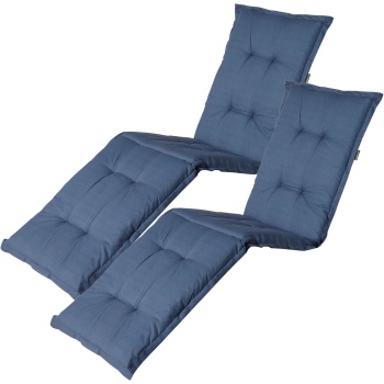 2er-Set Liegen-Auflage - Weiche, komfortable Polsterung, kobalt, 200x65 cm - UV-Schutz, Bindebänder & Riemen - Für Garten, Balkon, Liegestuhl, Sonnenliege