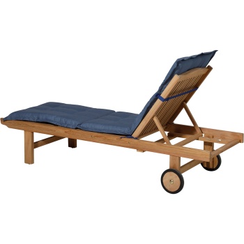 Preview: 2er-Set Liegen-Auflage - Weiche, komfortable Polsterung, kobalt, 200x65 cm - UV-Schutz, Bindebänder & Riemen - Für Garten, Balkon, Liegestuhl, Sonnenliege