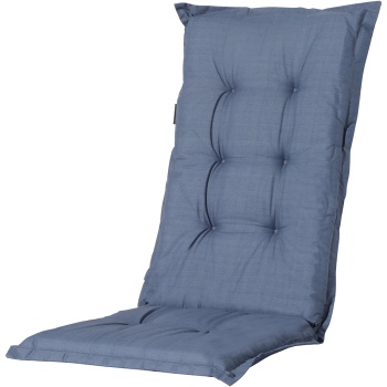 Preview: 4er-Set Gartenstuhlkissen Hochlehner - Weiche, komfortable Polsterung, kobalt-blau, 123x50cm - UV-Schutz, mit Bändern & Riemen, Hochlehner Polster