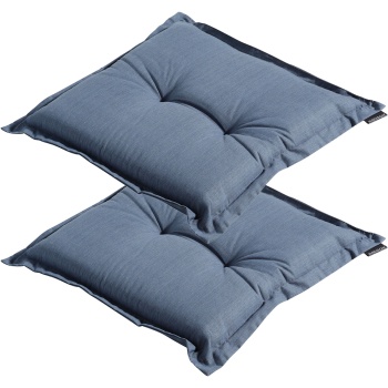 2er-Set Garten Sitzkissen 50x50 cm Kobalt-Blau - 7cm dicke Stuhlauflagen mit UV-Schutz - Bequeme SG-20 Füllung - Modernes Design ohne Bänder - Baumwoll-Mix