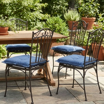 Preview: 4er-Set Garten Sitzkissen 50x50 cm Kobalt-Blau - 7cm dicke Stuhlauflagen mit UV-Schutz - Bequeme SG-20 Füllung - Modernes Design ohne Bänder - Baumwoll-Mix