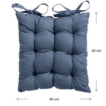 Preview: Stuhlkissen mit Steppung 46x46 cm Kobalt - Bequeme Sitzkissen für Küchen- & Gartenstühle - 8 cm Dicke - UV-Schutz - Mit Befestigungsbändern