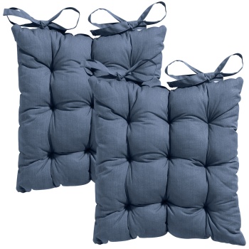2er-Set Stuhlkissen mit Steppung 46x46 cm Kobalt - Bequeme Sitzkissen für Küchen- & Gartenstühle - 8 cm Dicke - UV-Schutz - Mit Befestigungsbändern