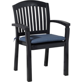 Preview: Stuhlkissen 46x48 cm Kobalt-Blau - Bequeme Sitzkissen für Esszimmer & Gartenstühle - 4,5 cm Dicke - UV-Schutz - Mit Befestigungsbändern - SG-20 Füllung