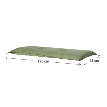 Preview: Bankauflage Grün 120x48 cm - Bequeme 6 cm Polsterung SG-20 - Sitzkissen für Gartenbank aus Baumwolle & Polyester - UV-Schutz, Gartenbankauflage