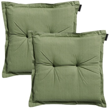 2er-Set Garten Sitzkissen 50x50 cm Grün - 7cm dicke Stuhlauflagen mit UV-Schutz - Bequeme SG-20 Füllung - Modernes Design ohne Bänder - Baumwoll-Mix