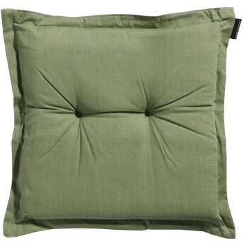 Preview: 2er-Set Garten Sitzkissen 50x50 cm Grün - 7cm dicke Stuhlauflagen mit UV-Schutz - Bequeme SG-20 Füllung - Modernes Design ohne Bänder - Baumwoll-Mix