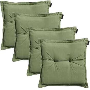 4er-Set Garten Sitzkissen 50x50 cm Grün - 7cm dicke Stuhlauflagen mit UV-Schutz - Bequeme SG-20 Füllung - Modernes Design ohne Bänder - Baumwoll-Mix