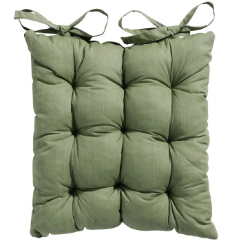 Preview: 2er-Set Stuhlkissen mit Steppung 46x46 cm Grün - Bequeme Sitzkissen für Küchen- & Gartenstühle - 8 cm Dicke - UV-Schutz - Mit Befestigungsbändern