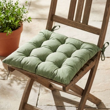 Preview: 2er-Set Stuhlkissen mit Steppung 46x46 cm Grün - Bequeme Sitzkissen für Küchen- & Gartenstühle - 8 cm Dicke - UV-Schutz - Mit Befestigungsbändern
