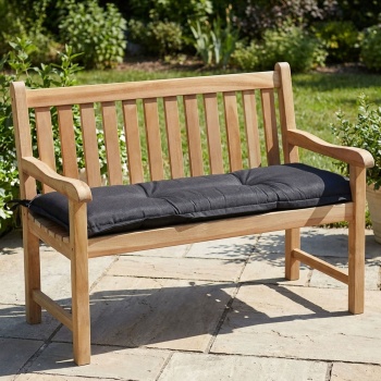 Preview: Bankauflage Schwarz 120x48 cm - Bequeme 6 cm Polsterung SG-20 - Sitzkissen für Gartenbank aus Baumwolle & Polyester - UV-Schutz, Gartenbankauflage