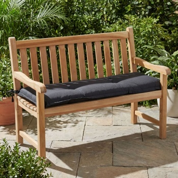 Preview: Bankauflage Schwarz 150x48 cm - Bequeme 6 cm Polsterung SG-20 - Sitzkissen für Gartenbank aus Baumwolle & Polyester - UV-Schutz, Gartenbankauflage