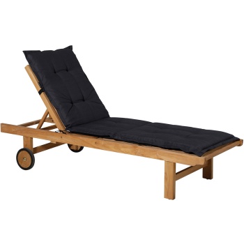 Preview: Liegen-Auflage - Weiche, komfortable Polsterung, schwarz, 200x65 cm - UV-Schutz, Bindebänder & Riemen - Für Garten, Balkon, Liegestuhl, Sonnenliege