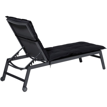 Preview: Liegen-Auflage - Weiche, komfortable Polsterung, schwarz, 200x65 cm - UV-Schutz, Bindebänder & Riemen - Für Garten, Balkon, Liegestuhl, Sonnenliege