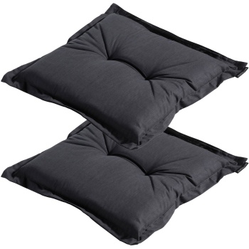 2er-Set Garten Sitzkissen 50x50 cm Schwarz - 7cm dicke Stuhlauflagen mit UV-Schutz - Bequeme SG-20 Füllung - Modernes Design ohne Bänder - Baumwoll-Mix