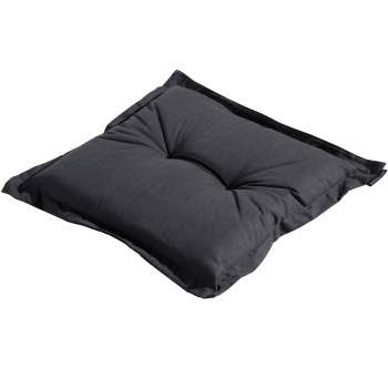 Preview: 2er-Set Garten Sitzkissen 50x50 cm Schwarz - 7cm dicke Stuhlauflagen mit UV-Schutz - Bequeme SG-20 Füllung - Modernes Design ohne Bänder - Baumwoll-Mix