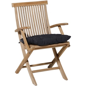Preview: 2er-Set Stuhlkissen mit Steppung 46x46 cm Schwarz - Bequeme Sitzkissen für Küchen- & Gartenstühle - 8 cm Dicke - UV-Schutz - Mit Befestigungsbändern