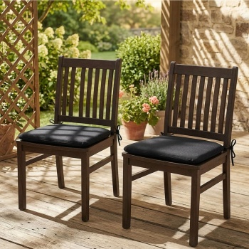 Preview: 4er-Set Stuhlkissen 46x48 cm Schwarz - Bequeme Sitzkissen für Esszimmer & Gartenstühle - 4,5 cm Dicke - UV-Schutz - Mit Befestigungsbändern - SG-20 Füllung